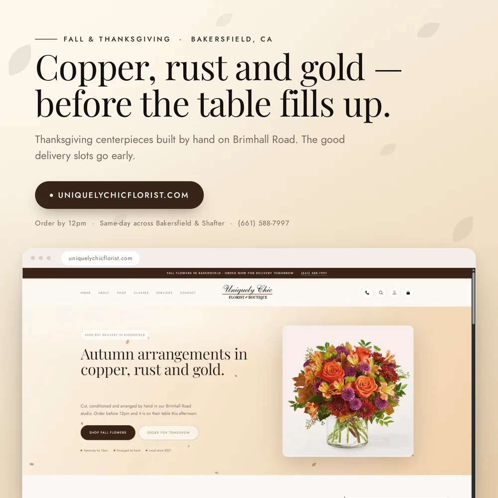 Uniquely Chic storefront in its fall identity